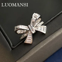 Luomansi S925 Silver Sweet Butterfly High Carbon Diamond Ring Wild Style Noble Woman Party Fine Jewelry