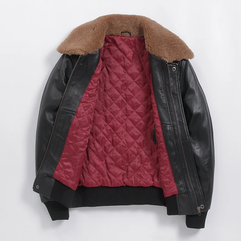 100% Natural Sheepskin Coat Female Thick Genuine Leather Jacket Women Fur Collar Winter Jackets Outwear Clothes 2019 1232