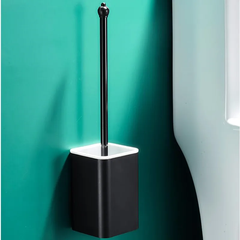 Toilet Brush holder bathroom aluminium material nail free easy clean black brush bathroom accessories