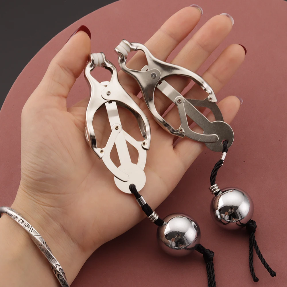 3 Style Metal BDSM Nipple Clamps Weights For Women Female Nipple Clips Hanging Balls Breast Clitoris Labia Clips Sex Toys Silver