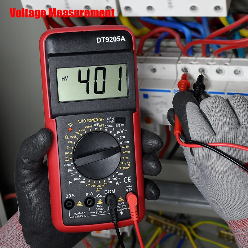 DT9205A Professional Digital Multimeter Handheld Automotive Tester Multimeter Manual Range AC DC Voltage Meter for Beginner