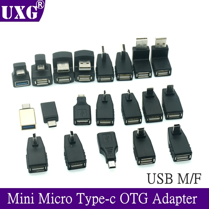 90 Degree Angle USB C Type-c Mini OTG Cable Micro USB OTG Adapter Micro USB 2.0 to USB Converter for Computer Android Tablet PC