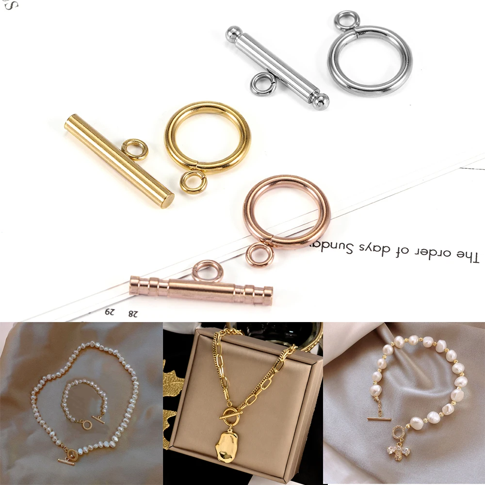 3-6 Sets Gold Color Stainless Steel Fastener Bracelet Toggle Clasp Buckle Connector For Jewelry Making OT Clasps Diy Accessories