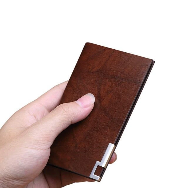 2021 new high-end quality 100% leather men's wallet fashion multifunctional card holder metal buckle mini wallet credit card bag