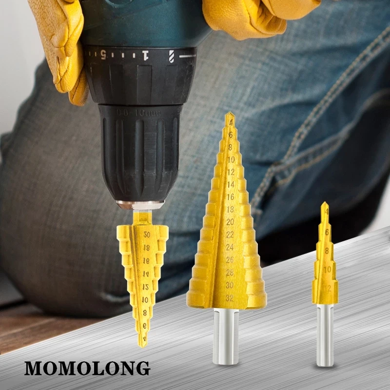 3Pcs 4-12/20/32mm trapani a gradino flauto a spirale metrica la forma della Pagoda taglierina per fori HSS punta per trapano a cono in acciaio Set punta per trapano