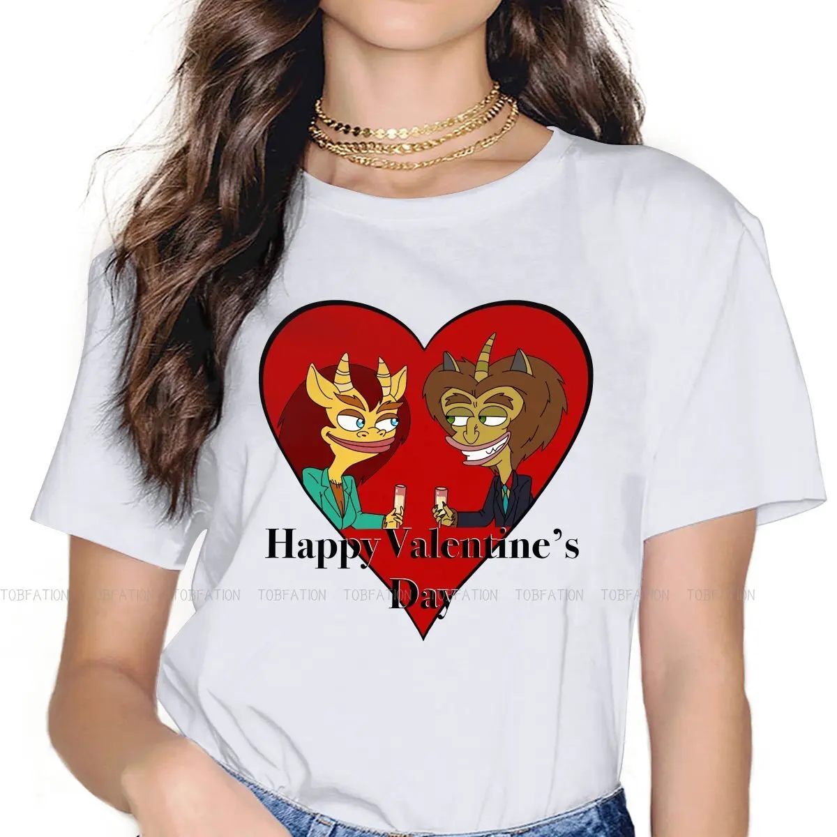 Big Mouth Nicholas Animated TV Girls T Shirt Happy Valentine's Day Female Tops Graphic Kawaii Tees Ladies 5XL Oversized Tshirt