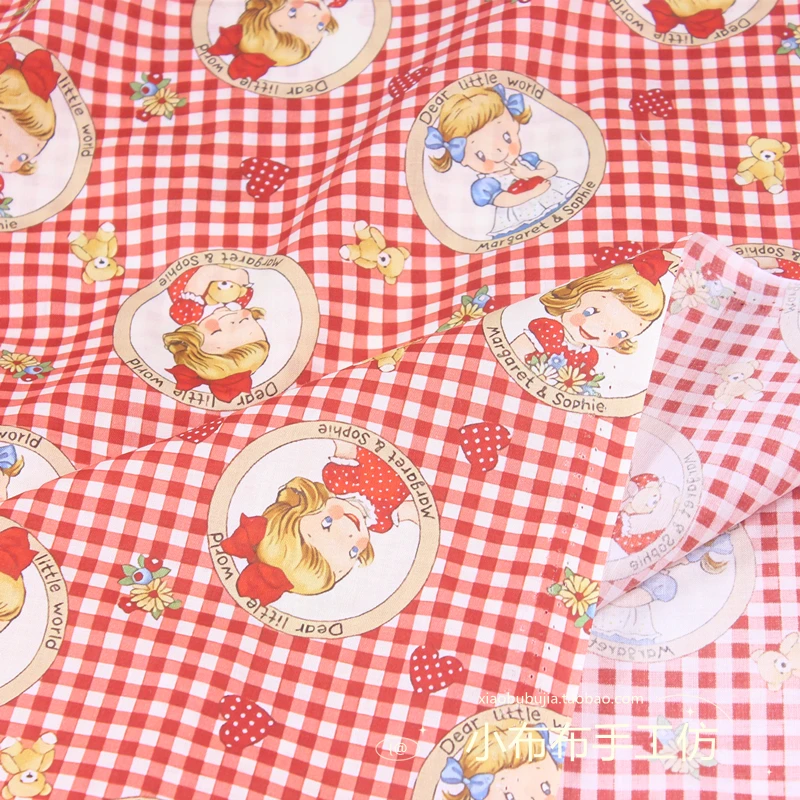 Plain High Count Thin Cotton Fabric Soft Skin-friendly Scandinavian Style Retro Little Girl Cartoon printed Fabric By The Yard