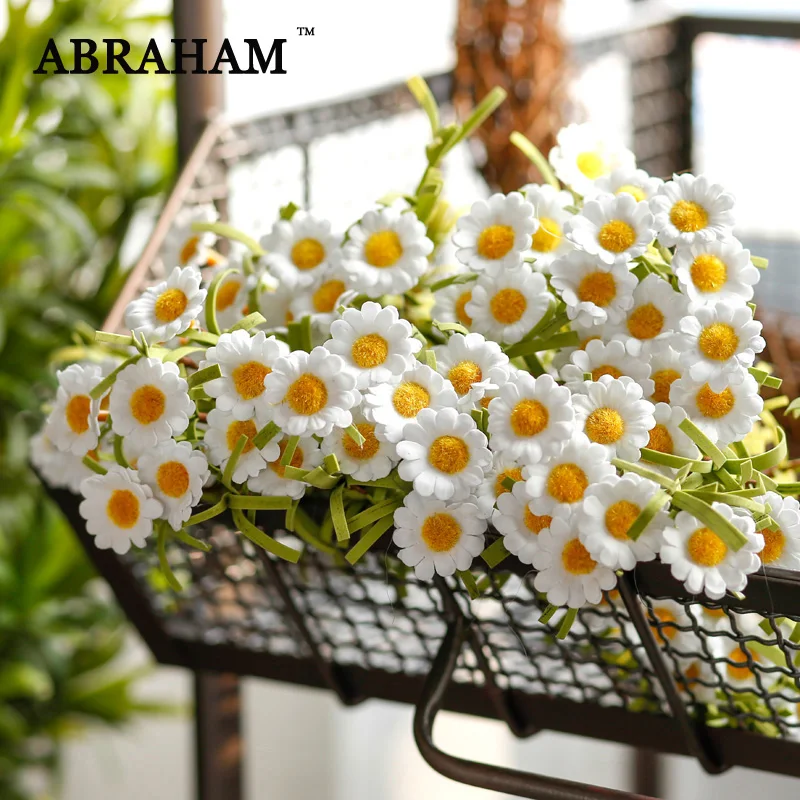 37cm 8 Heads Foam Flower Artificial Daisy PE Flower Branch White Fake Flowers Mini Floral Heads Wedding Bouquet For Home Decor