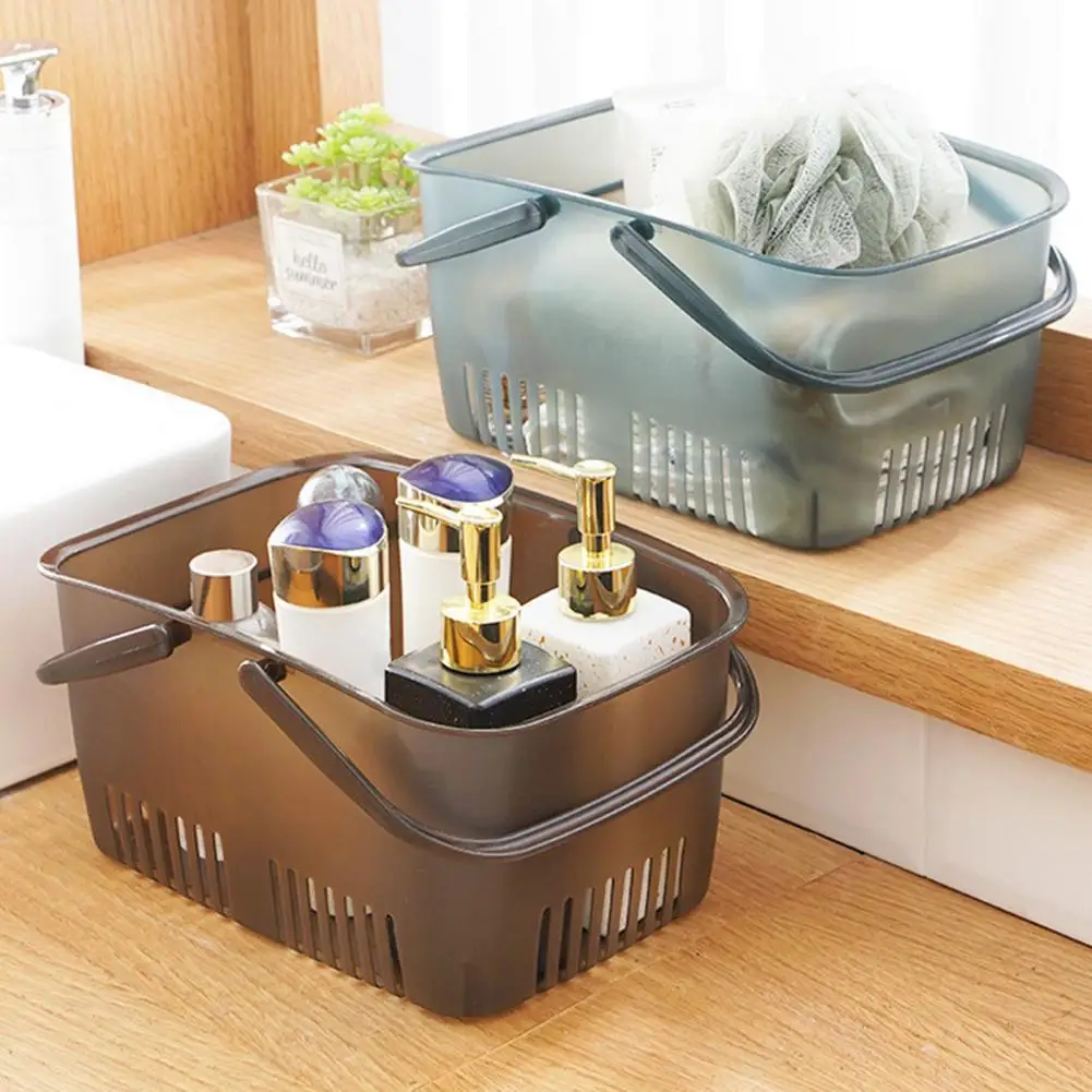 Hollow Shower Caddy Basket with Handles PP Several Drainage Large Capacity Holes Shower Caddy Bin Office Bathroom Supplies