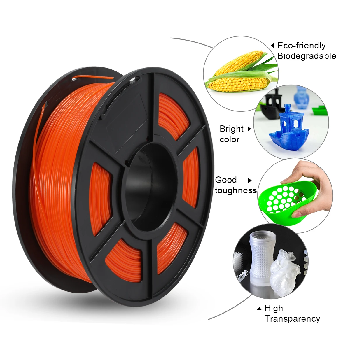 SUNLU PETG Filament 1kg 1.75mm FDM 3 Rolls/Set 3D Printer Material with Spool High Strength Non-toxic 100% No Bubble Filaments