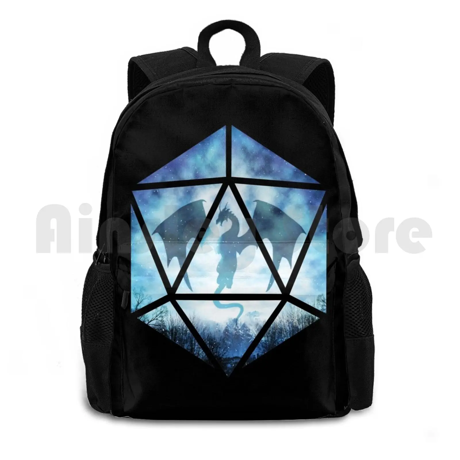 Blue Sky Ice Dragon D20 mochila de senderismo al aire libre, bolsa deportiva de escalada, dados rodantes D20 Critica L Dnd Rpg, juego de rol