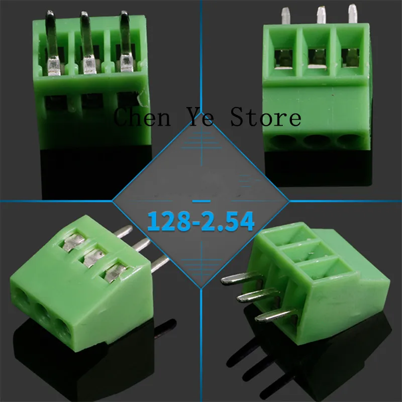 Free Shipping100PCS KF128-2.54-2P KF128-2.54-3P 2.54MM  Pitch PCB Screw Terminal Block Splice Terminal KF125 2.54MM 2P  3P green