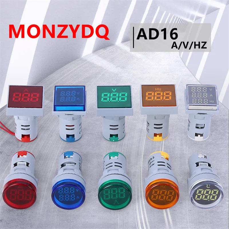 

22mm AC Digital LED Display Voltmeter Ammeter Voltage Ampere Current Frequency Meter Indicator Lights Signal Boat Lights Tester