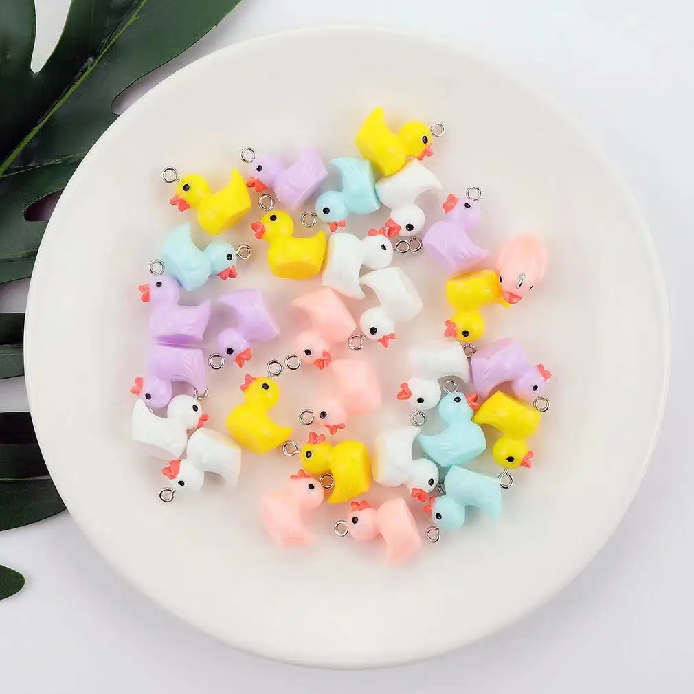 10pcs 3D Yellow Pink Sky Blue Duck Resin Simulation Pendants Crafts DIY Making Findings Handmade Jewelry for Earring Necklace