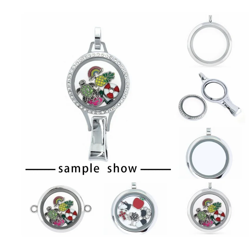 30mm Round Living Floating Glass Memory Charms Badge Hold Lanyard Locket Jewelry Making Necklace As Gift 10pcs