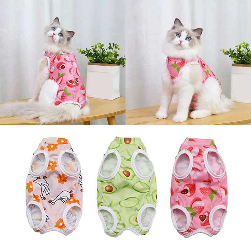 Printing Cat Sterilization Suit Anti-licking Surgery After Recovery Pet Care Breathable Clothes Spring Summer Cat Clothing