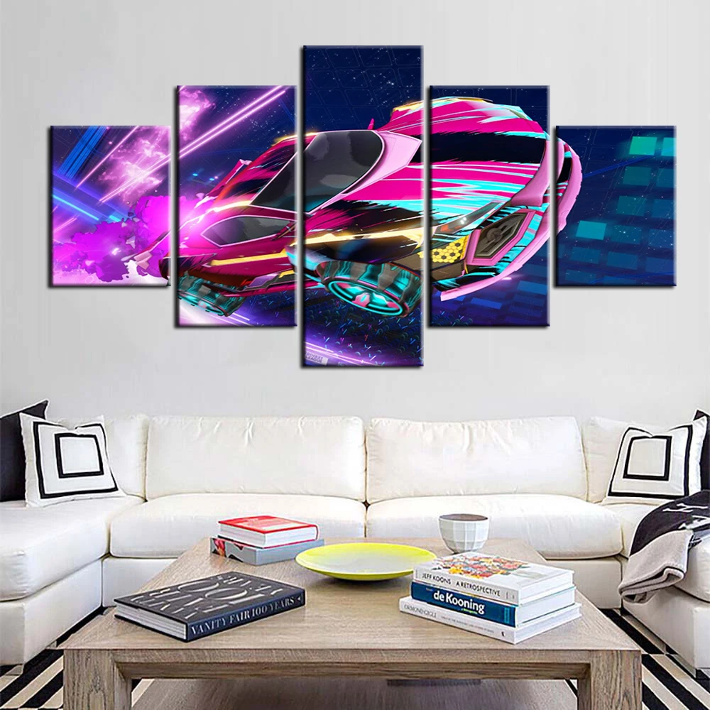 

No Framed Canvas 5Pcs Video Game Rocket League Freely Posters Wall Art Pictures Decoration Accessories Home Decor Paintings
