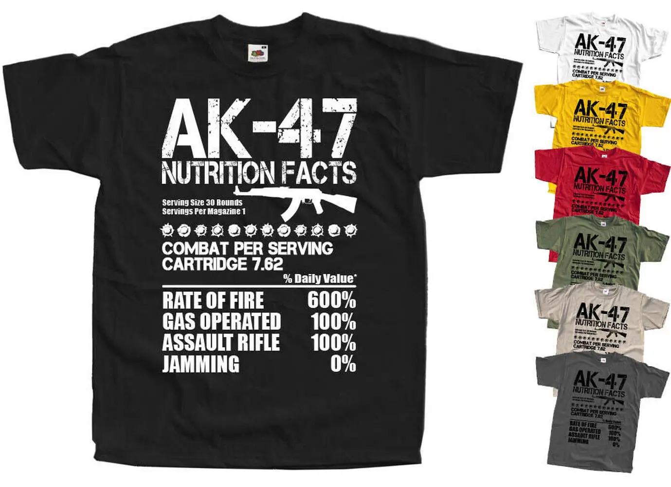 Funny Russian Kalashnikov AK-47 Assault Rifle Nutrition Facts T-Shirt Summer Cotton Short Sleeve O-Neck Men\'s T Shirt New S-3XL