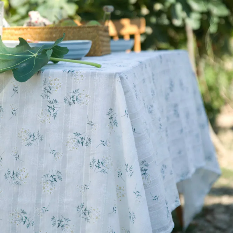 Flora Tablecloth Garden Party Table Cover Fabric Country Style Cotton Lace Mesa Coffee Store Room Home Decorations