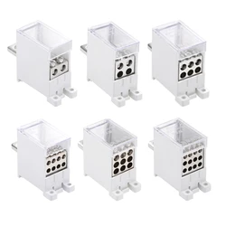 Uxcell 1 Inlet 2/4/6/8/9/12 Outlet DIN Rail Terminal Blocks 125A Max Input Distribution Block for Circuit Breaker Gate Motor