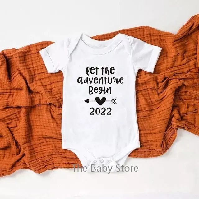 

Pregnancy Announce Newborn Baby Clothes Girls Boys Clothing Let The Adventure Begin 2022 Rompers Cotton Baby Bodysuit Onesie