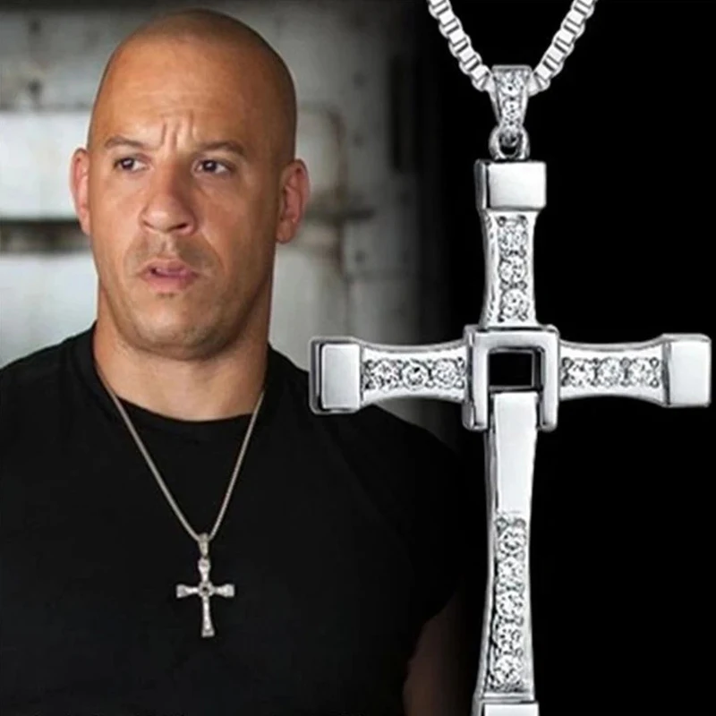 Fast And Furious 6 7 8 Hard Gas Actor Hip Hop Dominic Toretto Cross Necklace Pendant For Men Friend Gift Fashion Jewelry