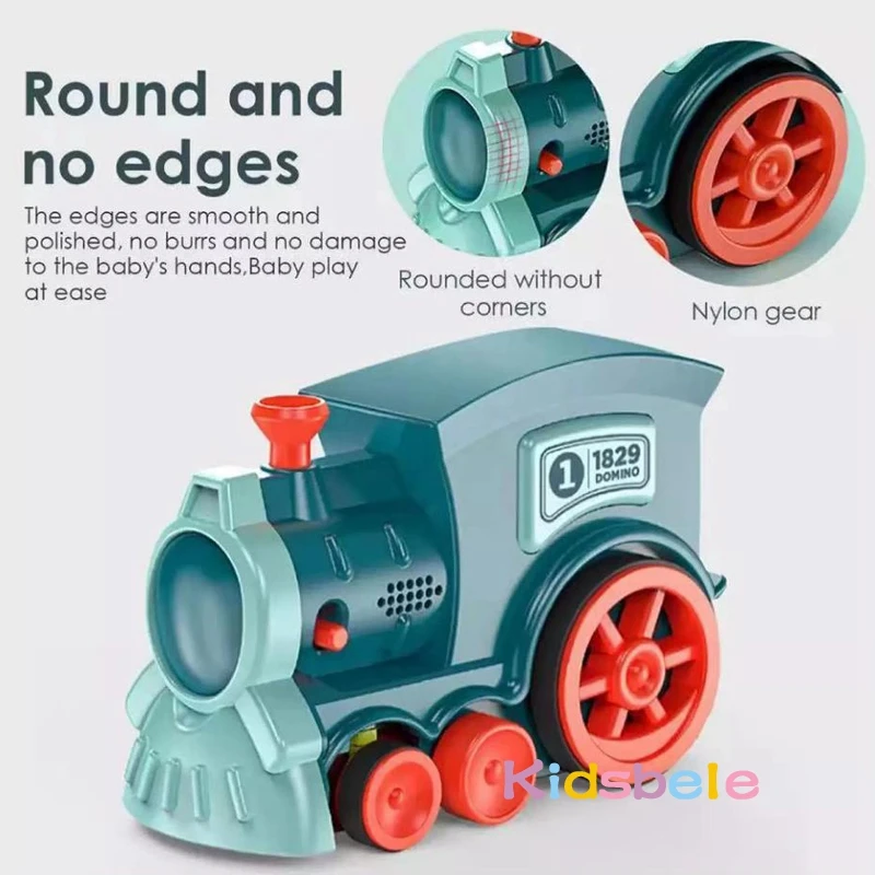 Bambini posa automatica Domino treno auto elettrica Domino Set blocchi di mattoni kit giochi giocattoli educativi bambini giocattolo fai da te regalo per ragazzi