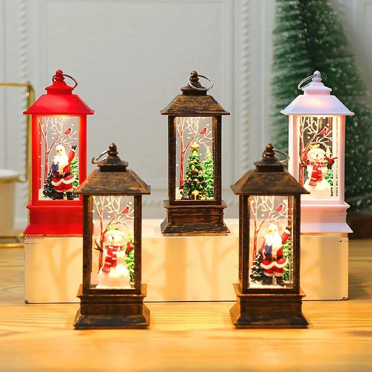 Santa Claus Decoration Light Christmas Ornaments Small Lanterns LED Light Glow Oil Lamp Decoration