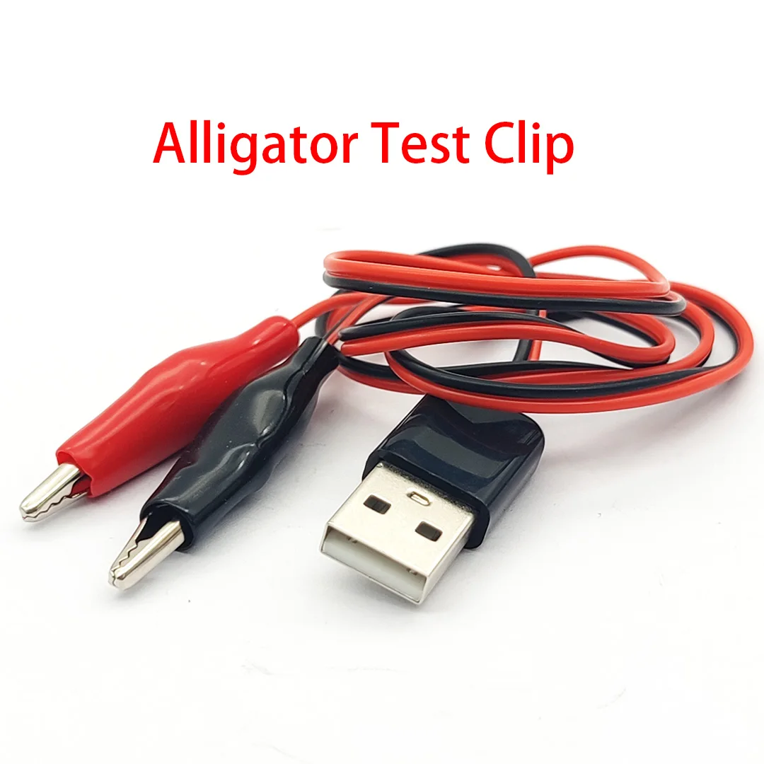 Alligator Test Clip To USB Power Adapter With Clip USB Power Detection Red And Black Line Alligator Test Cable 60cm