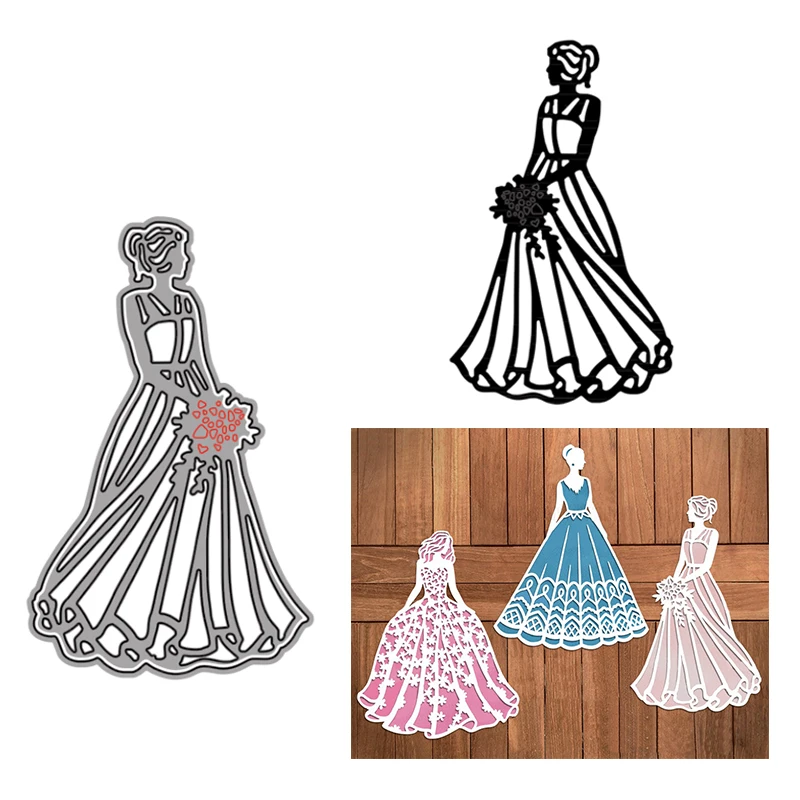 Lady Wedding Dress Cat Pirate Ship Wings Kitchenware Drinkware Flower Metal Cutting Dies Making Cards Stencils Scrapbook Craft