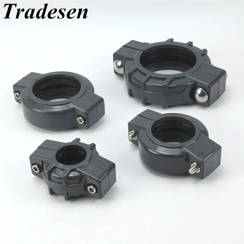 

1pcs UPVC DN32-DN80 Slot sleeve joint Clamp Connector Garden Irrigation Water PVC Pipe Adapter Mechanical Pipe Connection