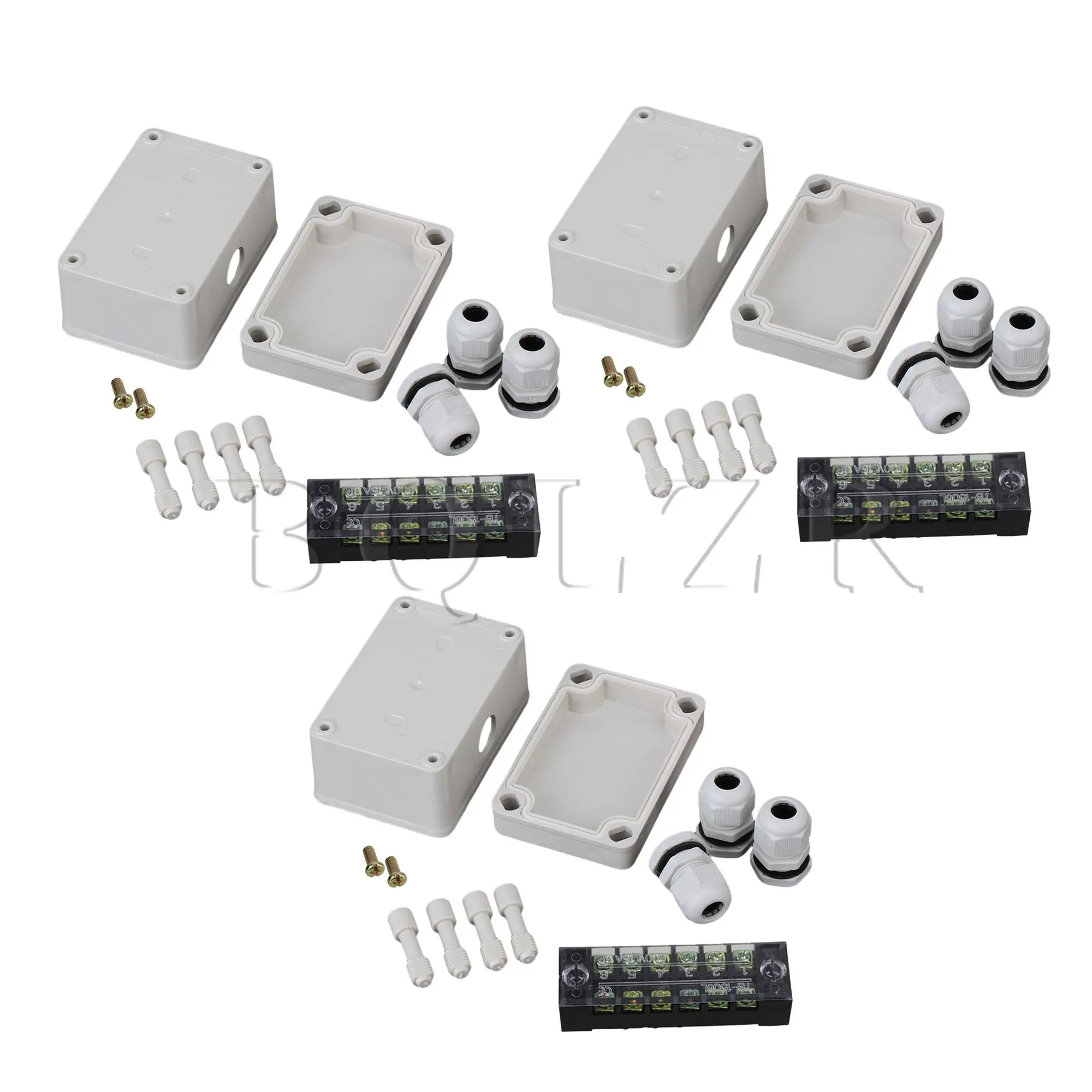 BQLZR 3/4 Pieces 6 Bit Plastic Junction Box with PG11 Connectors White 95x65x55mm