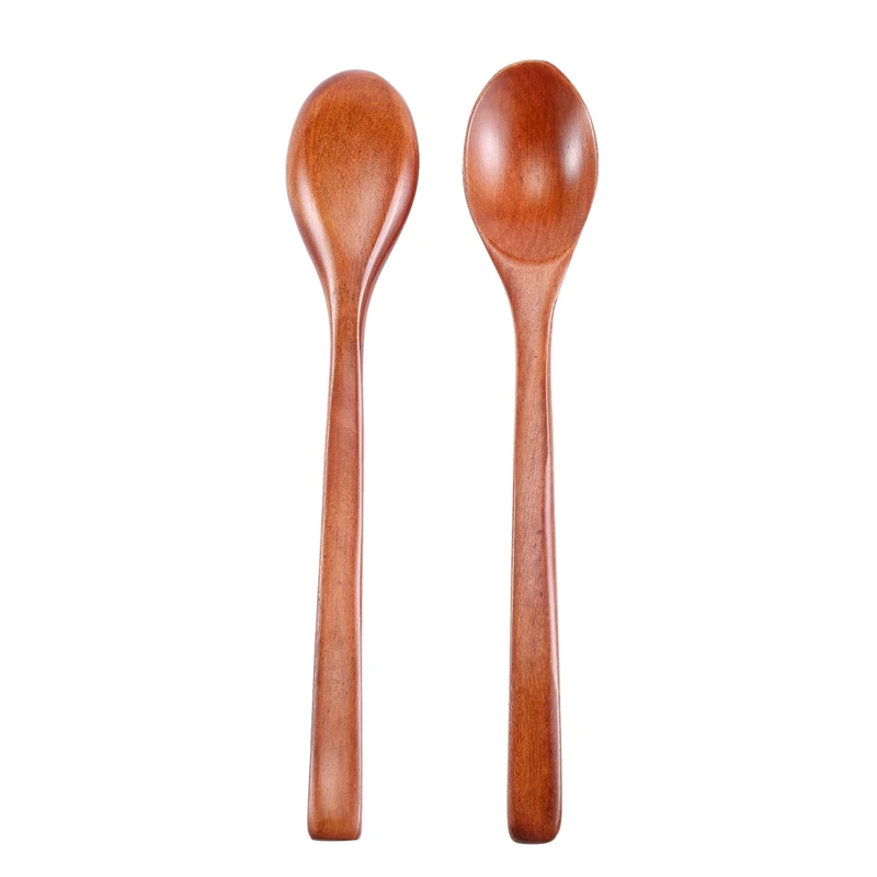 Cucchiai di legno, 6 pezzi cucchiai da minestra di legno per mangiare mescolando, cucchiaio da cucina con manico lungo