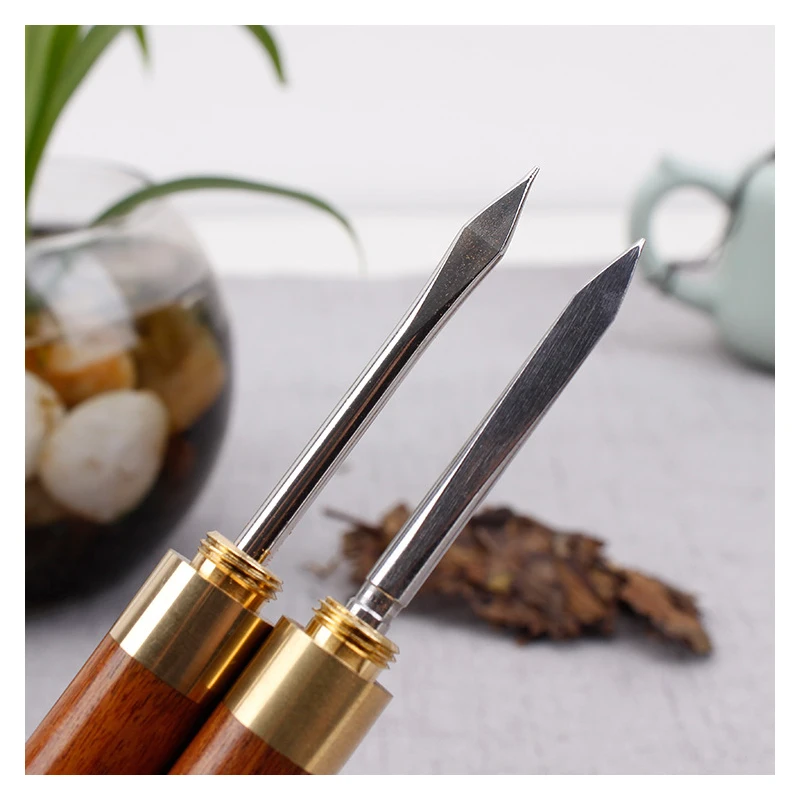 Tea Knife Sandalwood Stainless Steel Pu Er Dedicated Tea Needle Accessories Spiral Kitchen Accessories Free Shipping Items