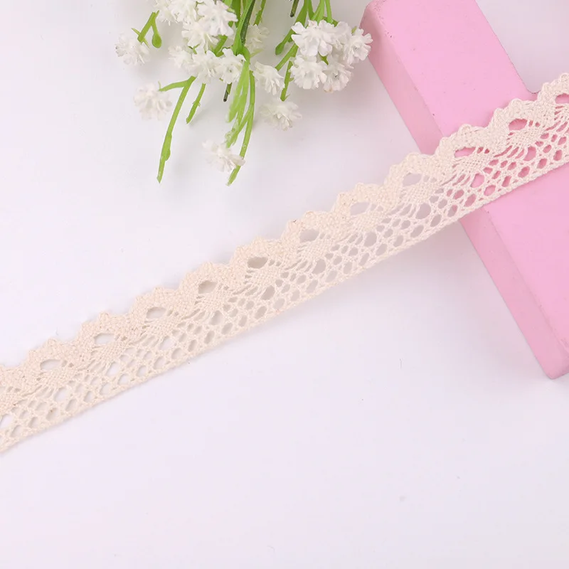 (5Yards/roll)  Beige Cotton Embroidered Lace Net Ribbons Fabric Trim DIY Sewing Handmade Craft Materials