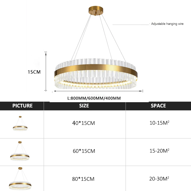 Modern LED luxury gold dimming chandelier restaurant hotel crystal light apartment living room bedroom interior chandelier