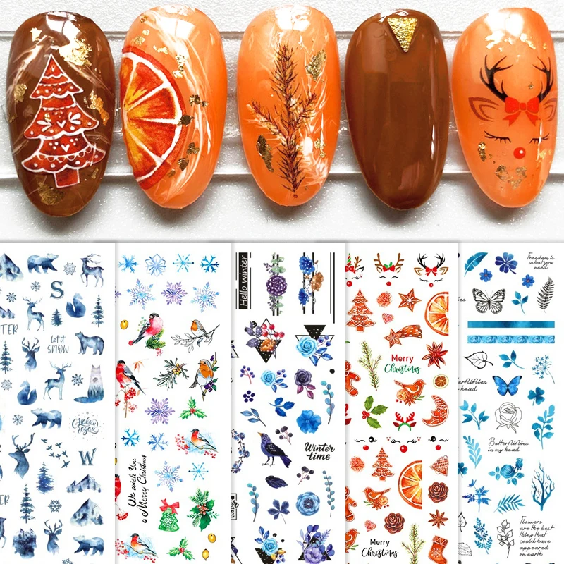 

New Arrive Adhesive Halloween And Christmas Winter Nails Decals Nail Art Decorations Sticker Designer Supplies For Professionals