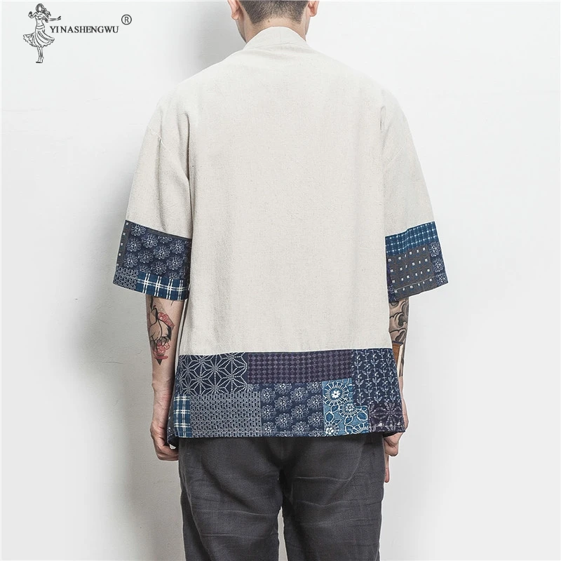 Kimono japonés para hombre, cárdigan de calle Yukata, camisa Haori, ropa tradicional japonesa samurái, 5XL