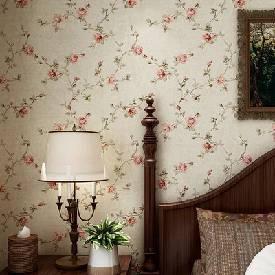 

American Ggarden Small Flower Wallpaper Bedroom Warm Romantic Rural Environmental Protection Non-Woven Household Wall Paper Rol