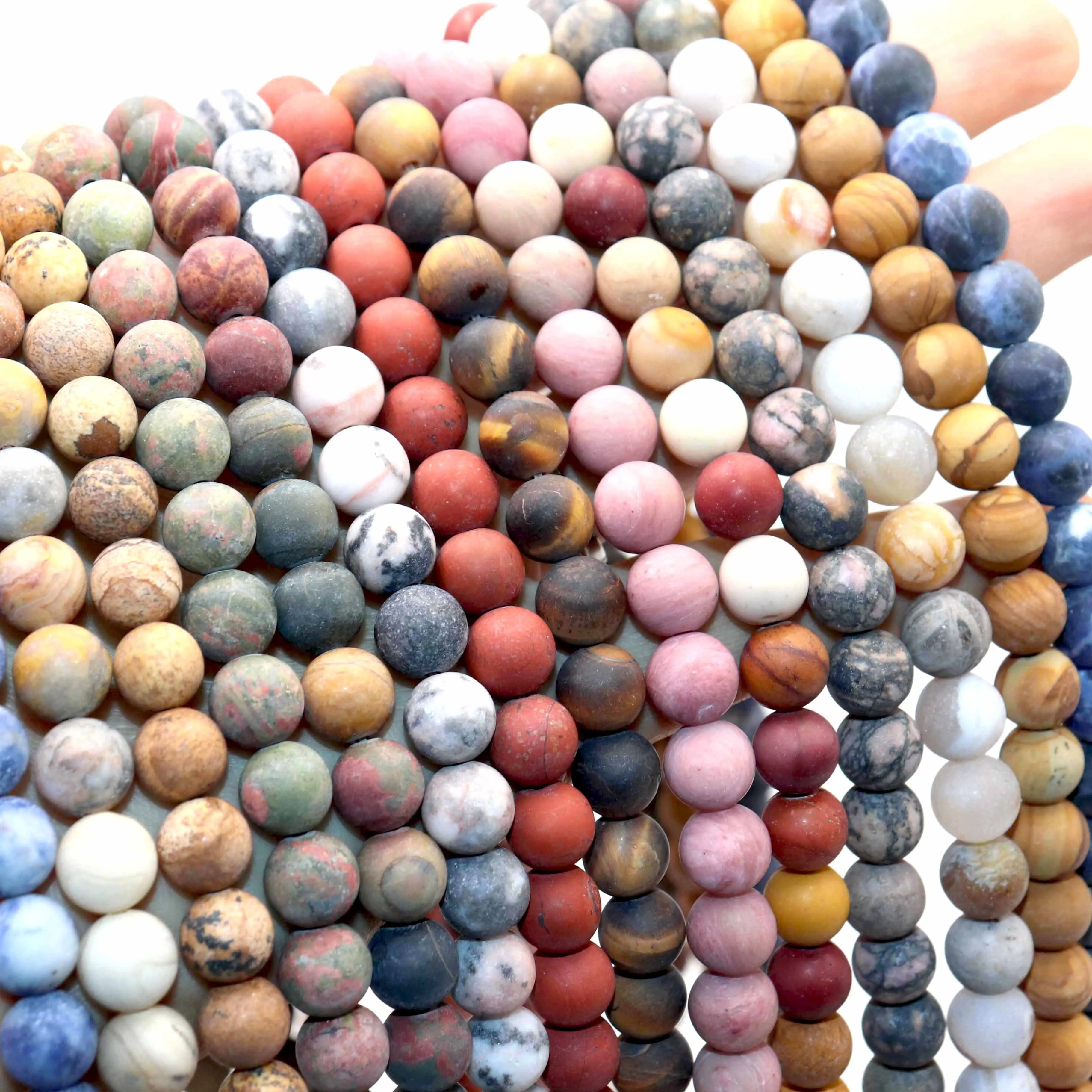4 6 8 10mm Natural Matte Frosted Agates Amazonite Jades Quartz Stone Round Bead For Jewelry Making DIY Bracelet Accessorie