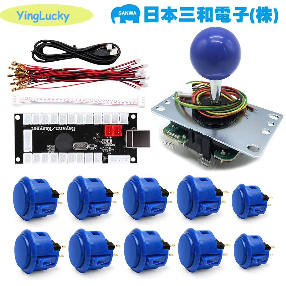 SANWA kit original, JLF-TP-8YT SANWA Joystick, 10pcs obsf-30mm sanwa button, Zero Delay USB Encoder To PC PS3 For arcade mame