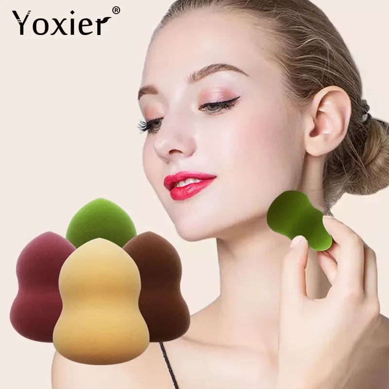 4 Colors Drop-shaped Gourd-like Cosmetic Puff Wet And Dry Beauty Eggs Soft Bouncy Flawless Makeup Face Cosmetic Tools 1pcs