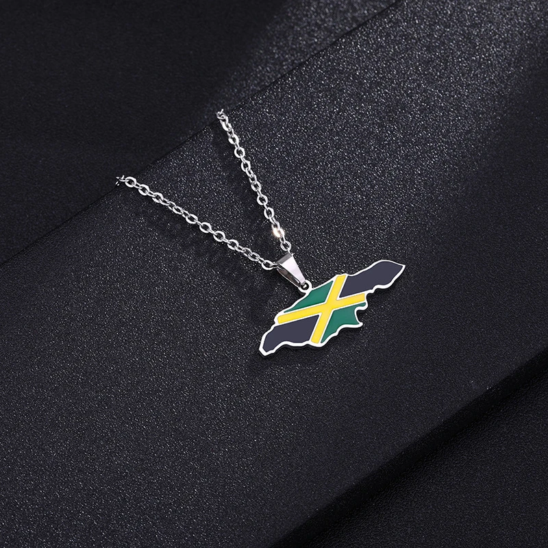 Jamaica National Map Flag Pendant Necklaces Gold /Silver Color Jewelry Jamaican Gifts Maps Necklace Chain Choker Fashion Jewelry