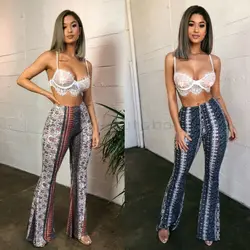 Retro Trendy Slim Casual Street Hippie Women Boho Print Long Pants High Waist Flared Wide Legs Summer Bell Bottom Trousers S-XL