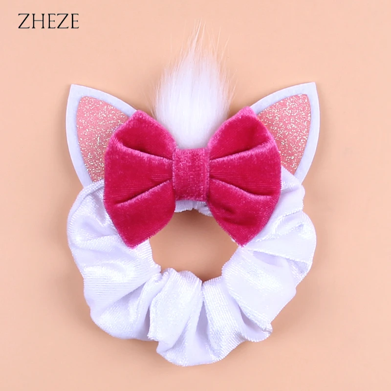 2024 NEW Cat Ears Velvet Hair Scrunchies For Girls Women Cute 4