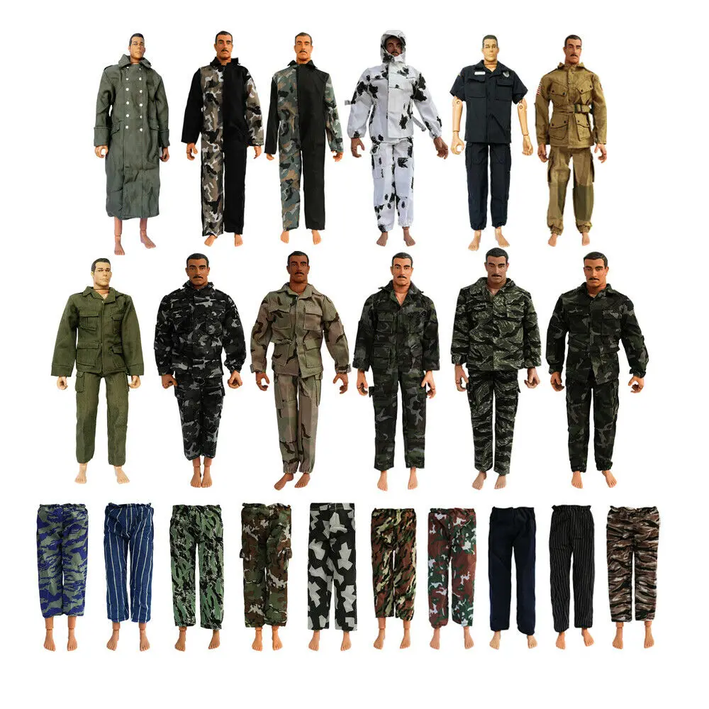 Lot Style 1/6 Scale Clothes Soldier Desert Snow Camo Uniforms Army Cloth Suit for 12