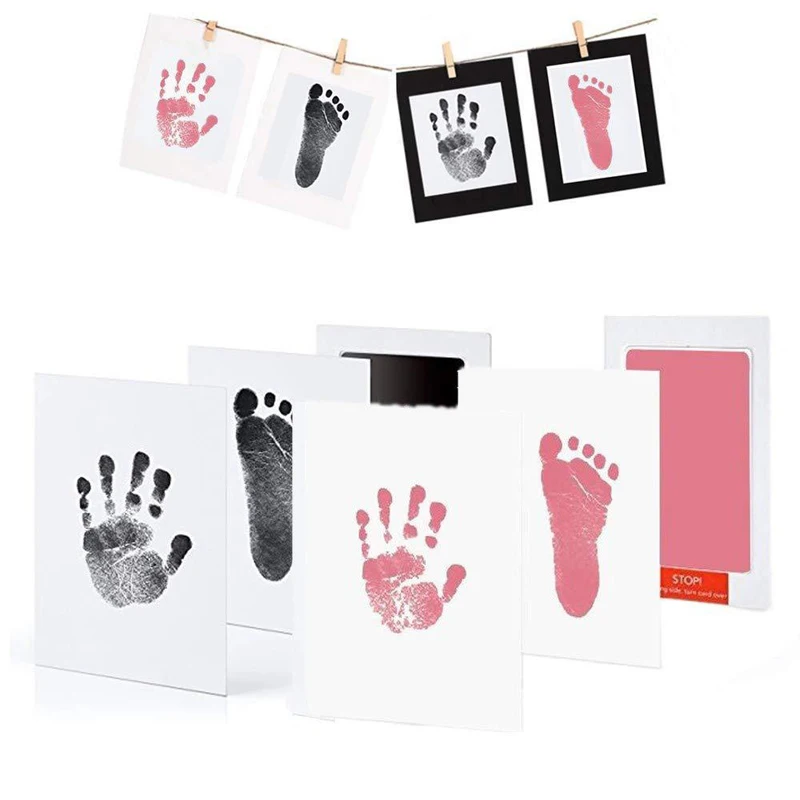 

QWZ Safe Non-toxic Baby Footprints Handprint No Touch Skin Inkless Ink Pads Kits for 0-6 months Newborn Pet Dog Prints Souvenir