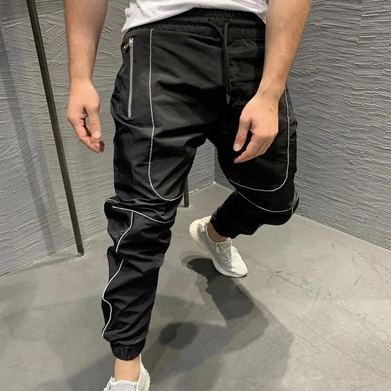 GITF New men Sport Running Pants pantaloni Jogging Workout Outdoor Reflective strip Pants men training pantaloni da uomo ad asciugatura rapida