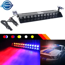 Luz de advertencia de 12LED para coche, luz de emergencia, luces de señal de policía, lámpara de piloto roja y azul, luz estroboscópica de apertura