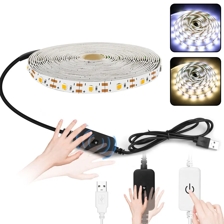 

Waterproof Led Mirror Light Strip 1M 2M 3M 4M 5M USB 5V Touch Dimmer Or Hand Sweep Sensor Led Strip For Bathroom Dressing Table